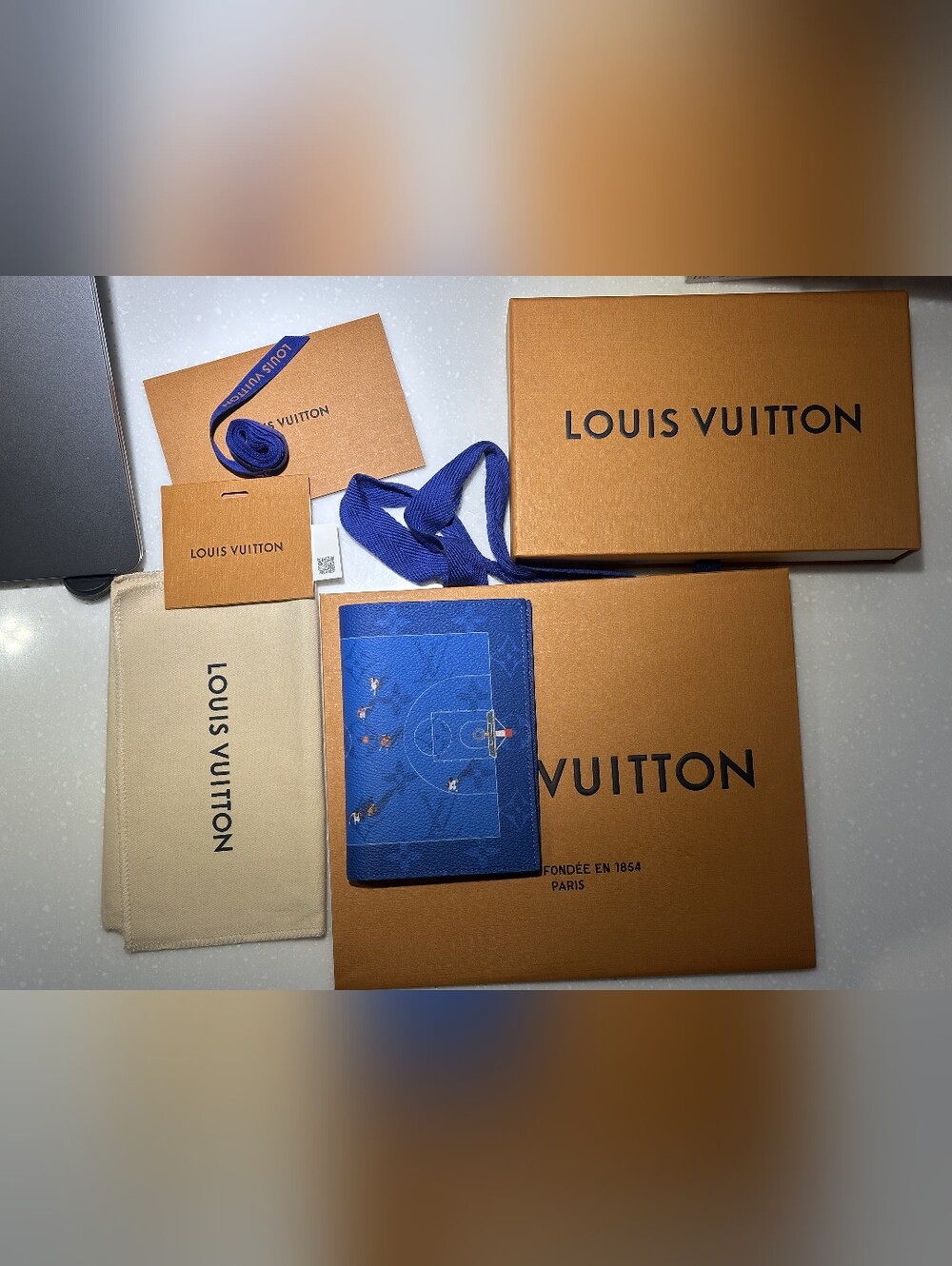 Louis Vuitton Blue Printed Monogram Folded Card & Key Holder